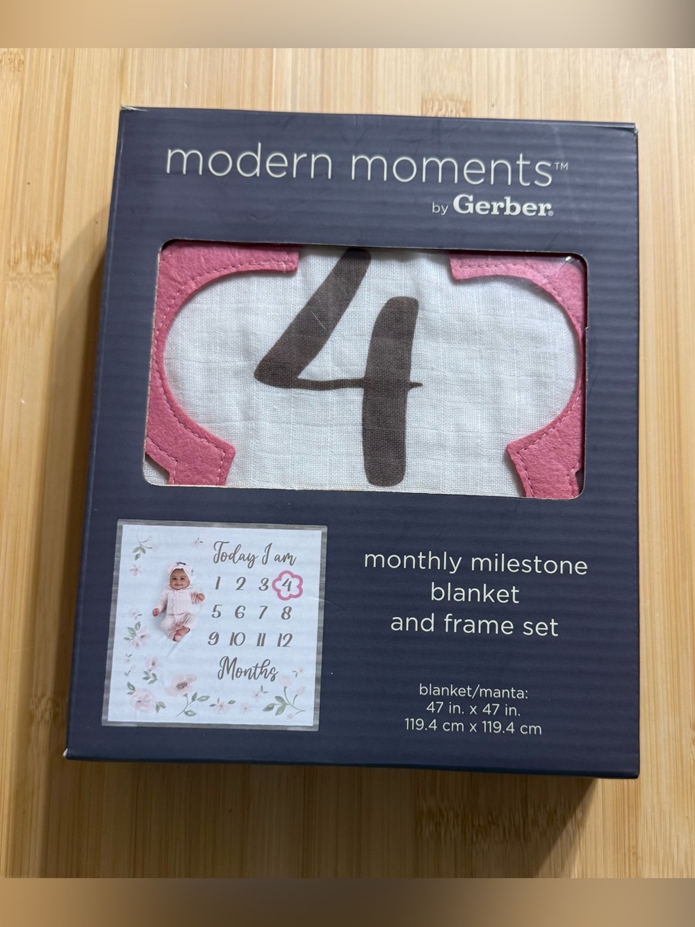 Modern Moments by Gerber Monthly Milestone Blanket - Pink & White Floral 47”x47”